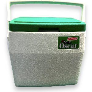 Vintage Cooler - Oscar By Coleman White w/  Green Locking Lid  5274 - 15 Quart
